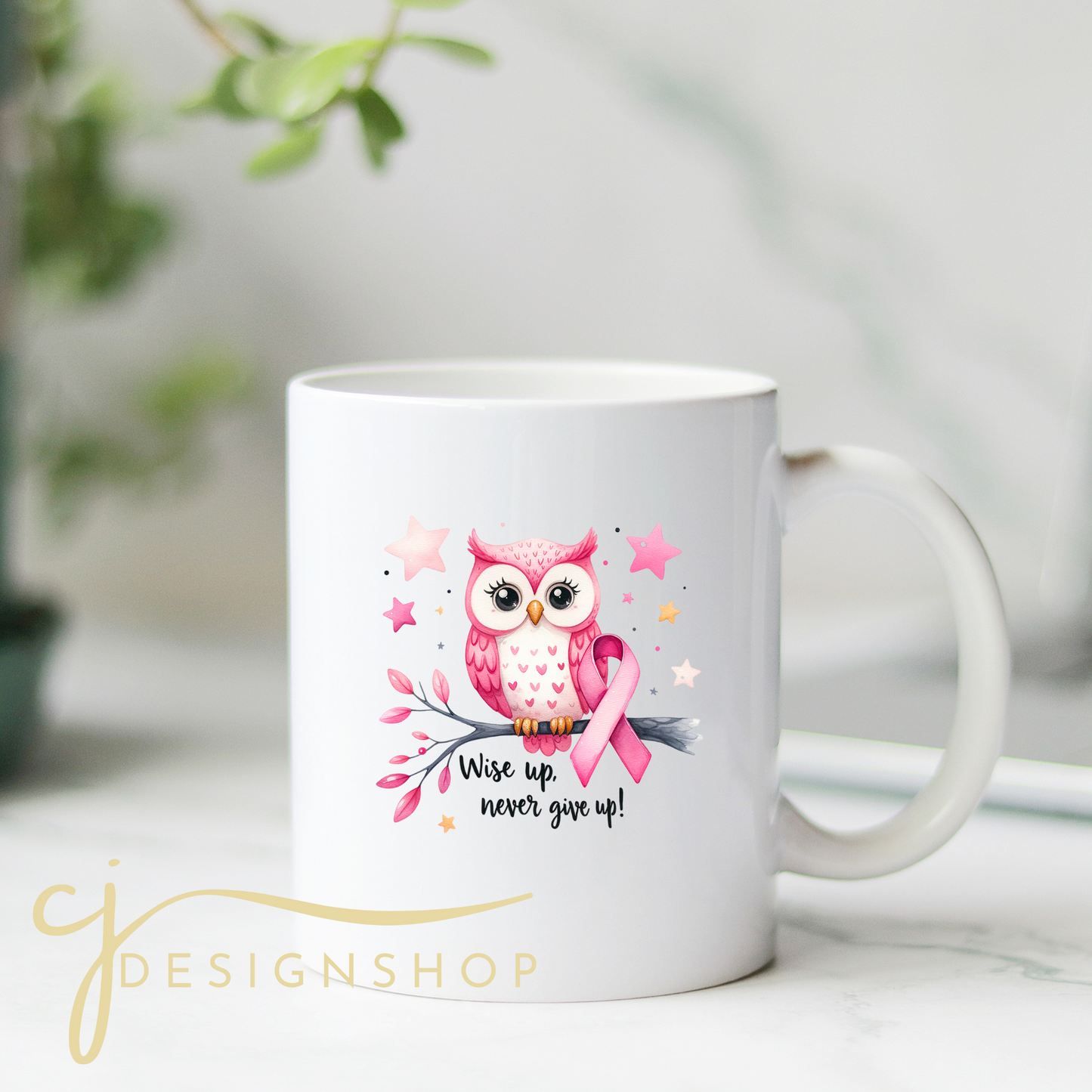 Owl Wise Up Never Give Up Mug