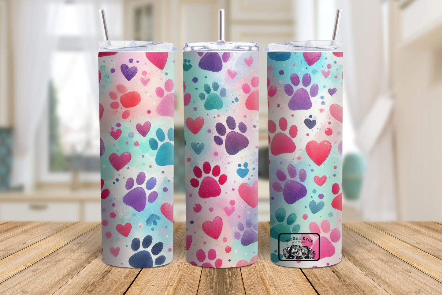 Color Blast Paw Print l 20oz Tumbler