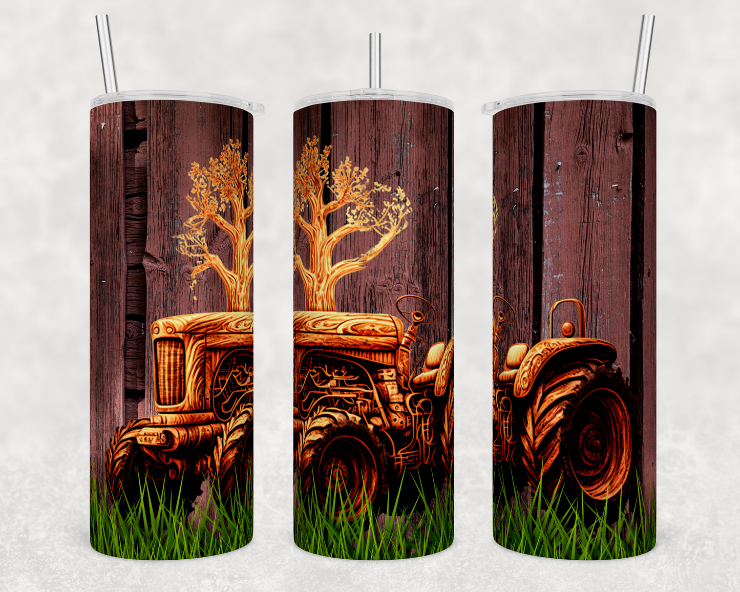 Wooden Tractor Tumbler