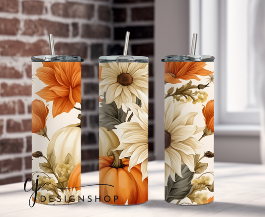 Pumpkin and Daisy Tumbler