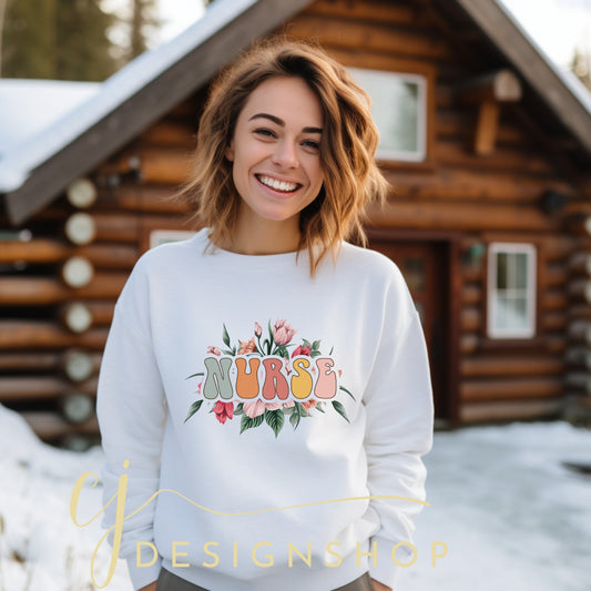 Floral Nurse l Graphic Tee, Hoodie & More