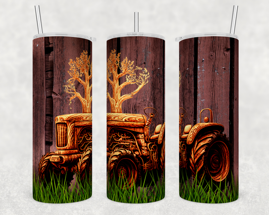 Wooden Tractor Tumbler
